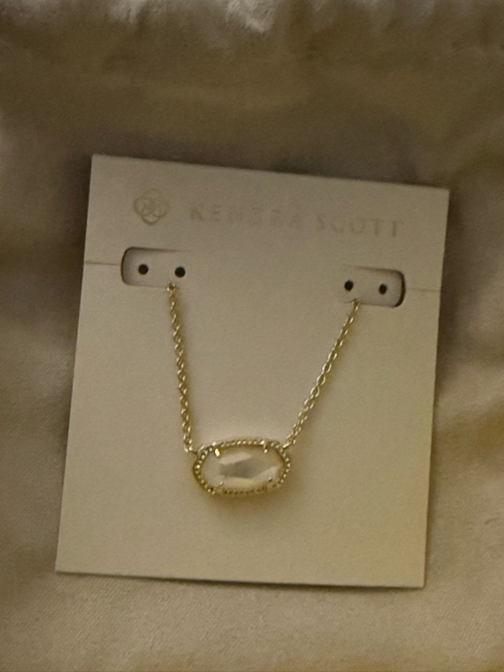 Kendra Scott Gold Necklace with White Faceted Stone - Picture 3 of 4